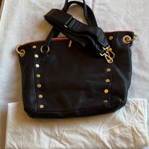 Hammitt Black Tote with Gold Studs and Red Trim
